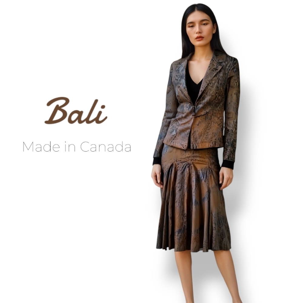 Vintage Brown Faux Suede Skirt and Jacket